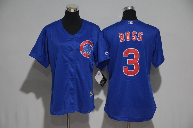 Womens 2017 MLB Chicago Cubs #3 Ross Blue Jerseys->women mlb jersey->Women Jersey